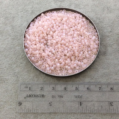 Size 8/0 Matte AB Finish Trans. Light Rose Genuine Miyuki Glass Seed Beads - Sold by 22 Gram Tubes (Approx. 900 Beads per Tube) - (8-9155FR)