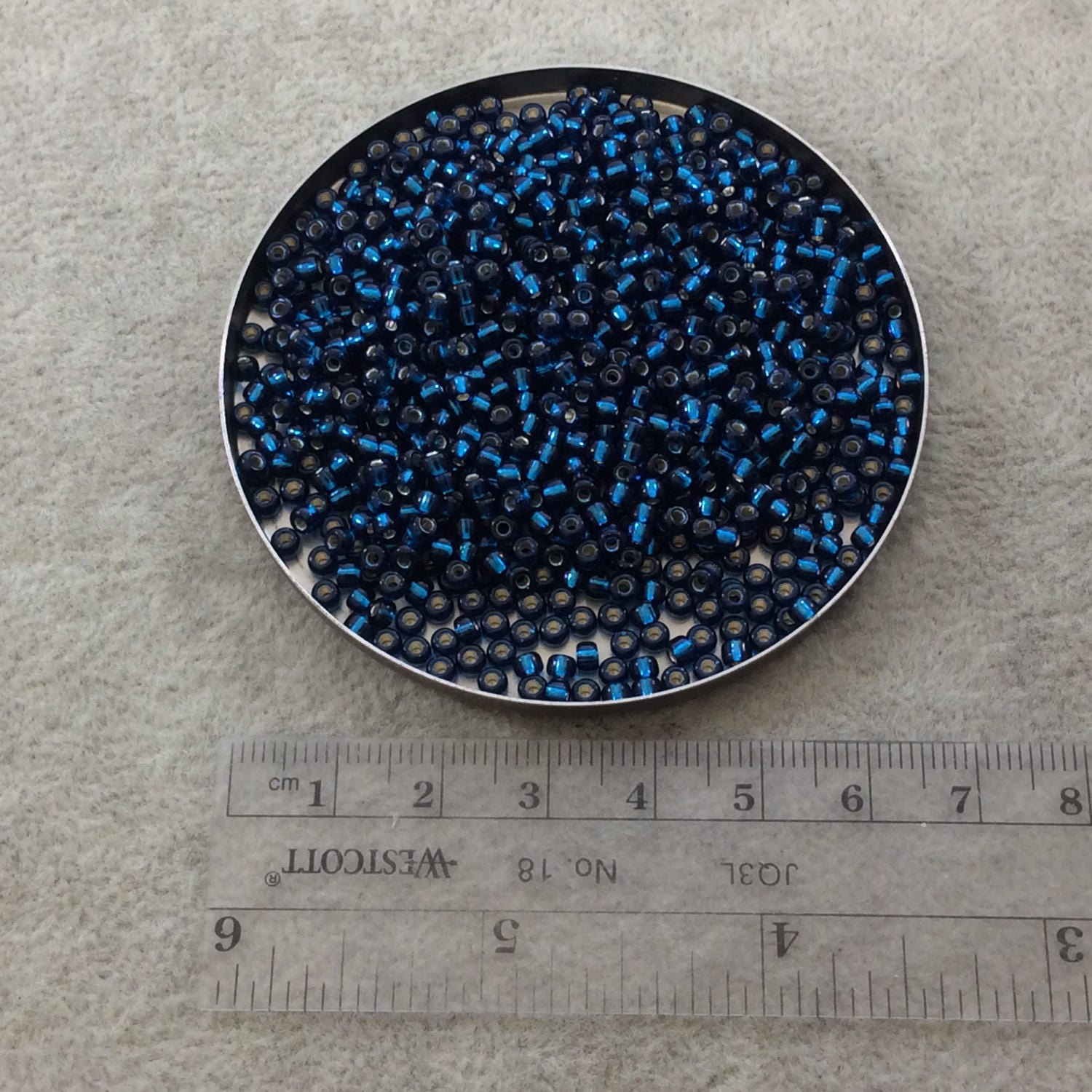 Size 8/0 Glossy Silver Lined Blue Zircon Genuine Miyuki Glass Seed Beads - Sold by 22 Gram Tubes (Approx 900 Beads per Tube) - (8-91425)
