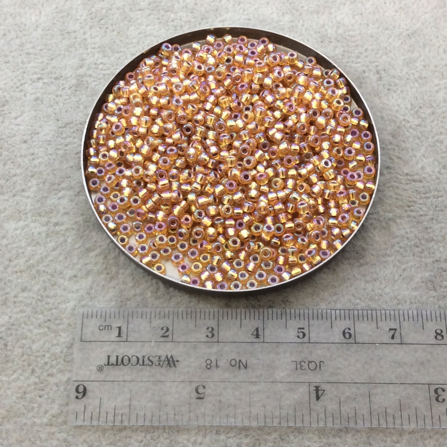 Size 8/0 Glossy AB Silver Lined Dark Gold Genuine Miyuki Glass Seed Beads - Sold by 22 Gram Tubes (Approx 900 Beads per Tube) - (8-91004)