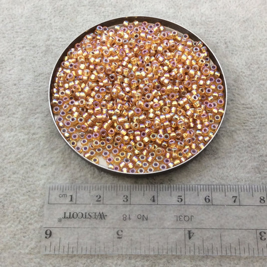 Size 8/0 Glossy AB Silver Lined Dark Gold Genuine Miyuki Glass Seed Beads - Sold by 22 Gram Tubes (Approx 900 Beads per Tube) - (8-91004)