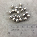 8mm Glossy Finish Silver Plated Brass Round/Ball Shaped Metal Spacer Beads with 1mm Holes - Loose, Sold in Pre-Packed Bags of 20 Beads