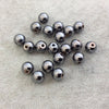 8mm Glossy Finish Gunmetal Plated Brass Round/Ball Shaped Metal Spacer Beads with 1mm Holes - Loose, Sold in Pre-Packed Bags of 20 Beads