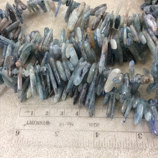 Glossy Finish Natural Green/Blue Kyanite Stick Shaped Beads with 1mm Holes - Sold by 15" Strands (~100 Beads) - Measuring 3-6mm x 15-30mm
