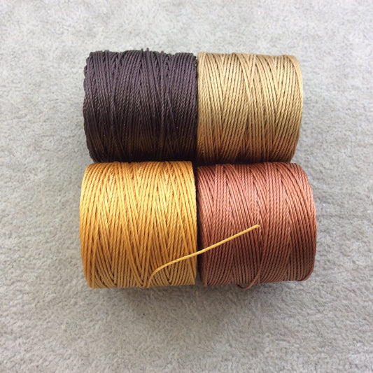 SET OF 4 - Beadsmith S-Lon 210 Color Coordinated Wheatberry Mix Nylon Macrame/Jewelry Cord Spool Set - 0.5mm Thick - (SL210-MIX104)