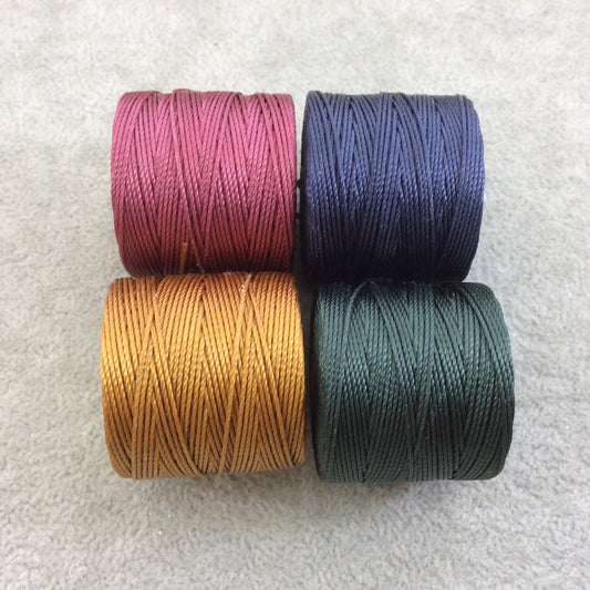 SET OF 4 - Beadsmith S-Lon 210 Color Coordinated Dark Tones Mix Nylon Macrame/Jewelry Cord Spool Set - 0.5mm Thick - (SL210-MIX6)