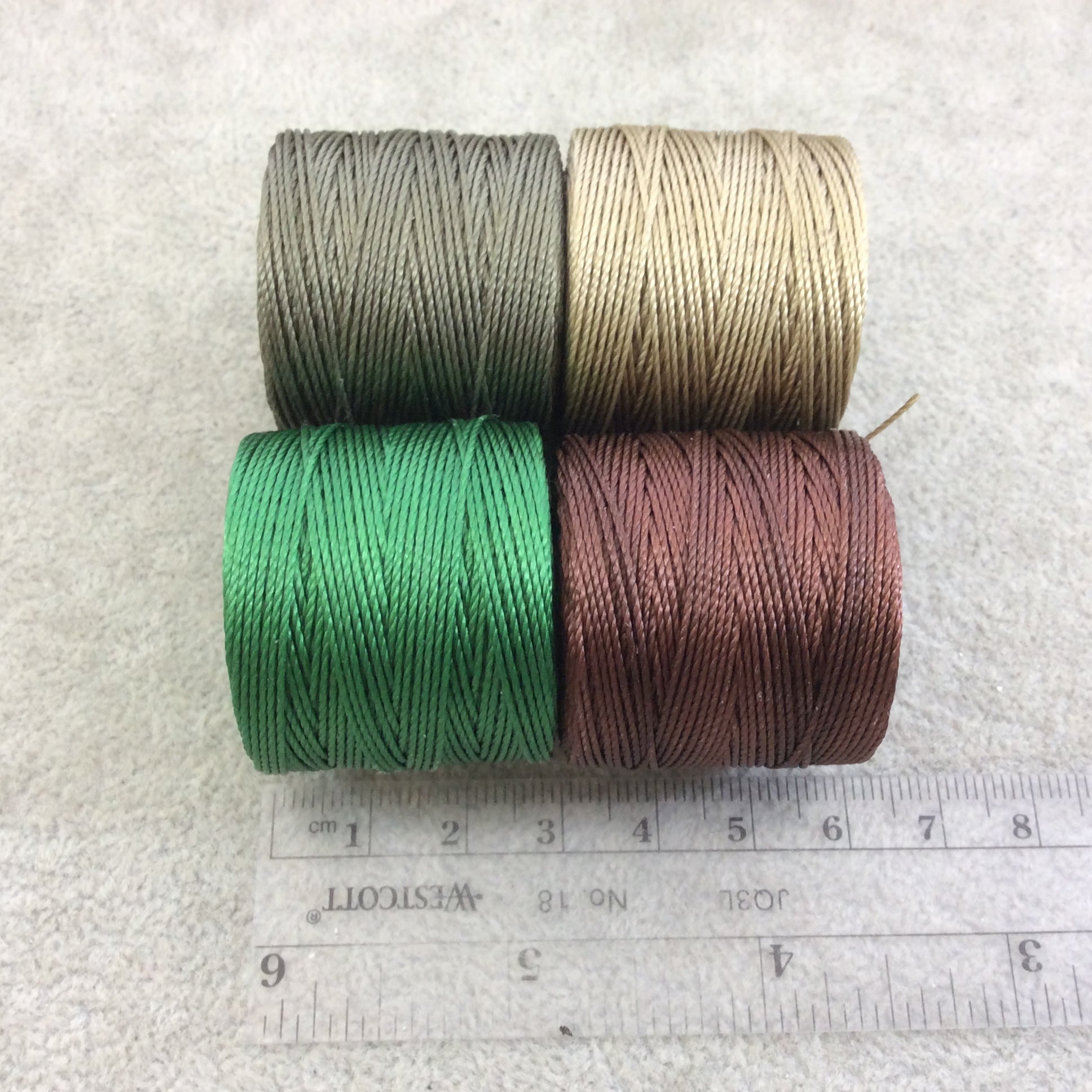 SET OF 4 - Beadsmith S-Lon 210 Color Coordinated Earth Tones Mix Nylon Macrame/Jewelry Cord Spool Set - 0.5mm Thick - (SL210-MIX107)