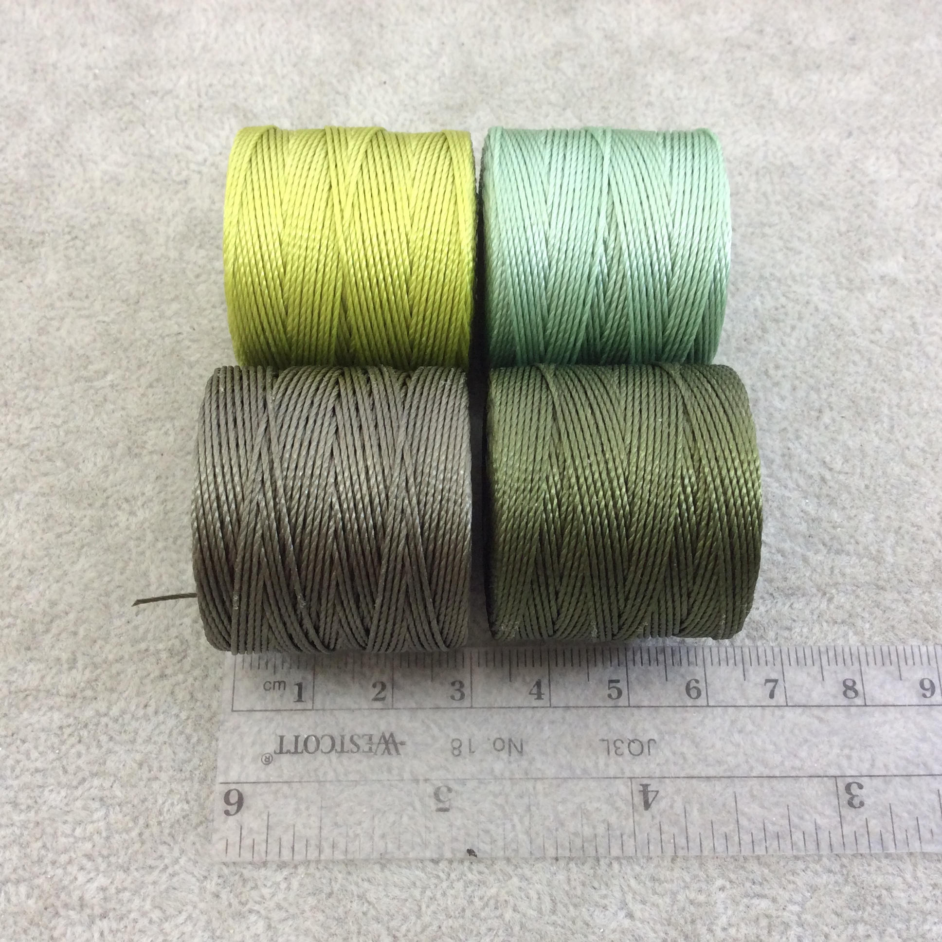 SET OF 4 - Beadsmith S-Lon 210 Color Coordinated Fresh Herbs Greens Mix Nylon Macrame/Jewelry Cord Spool Set - 0.5mm Thick - (SL210-MIX166)