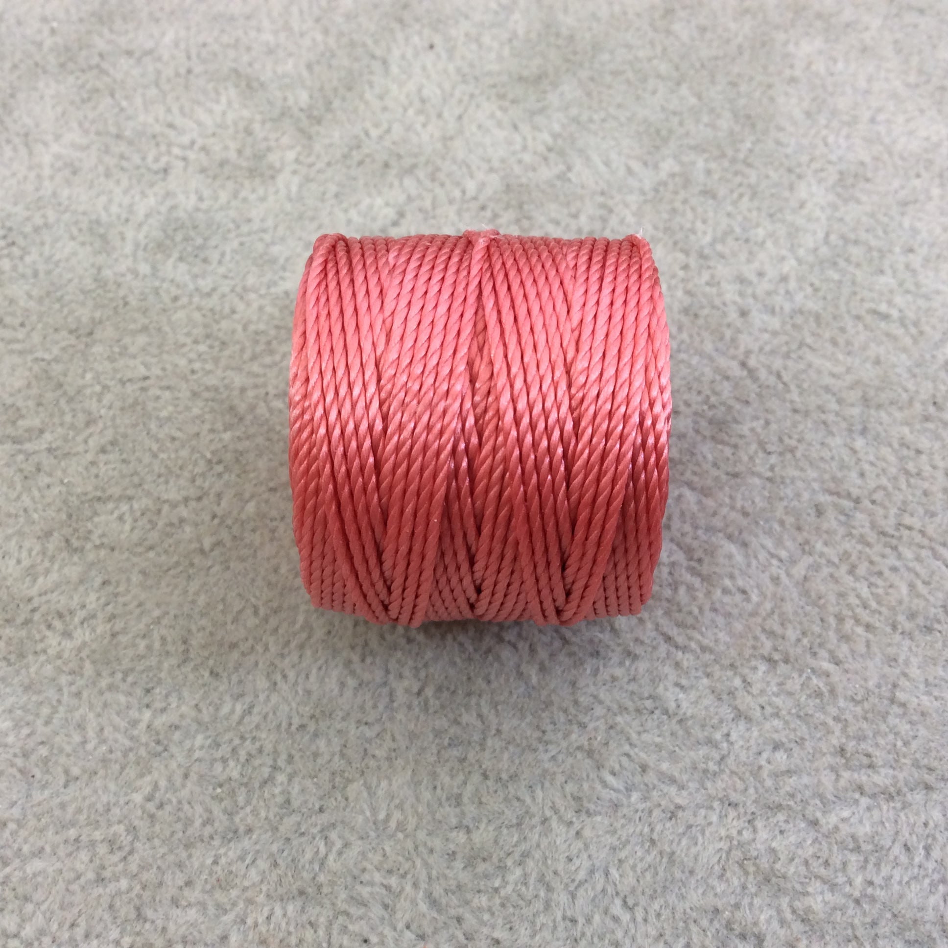 FULL SPOOL - Beadsmith S-Lon 400 Chinese Coral Pink Nylon Macrame/Jewelry Cord - Measuring 0.9mm Thick - 35 Yards (105 Feet) - (SL400-CC)