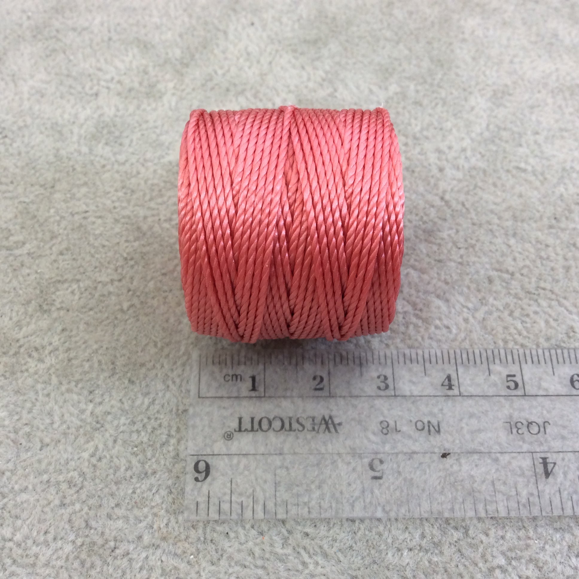 FULL SPOOL - Beadsmith S-Lon 400 Chinese Coral Pink Nylon Macrame/Jewelry Cord - Measuring 0.9mm Thick - 35 Yards (105 Feet) - (SL400-CC)