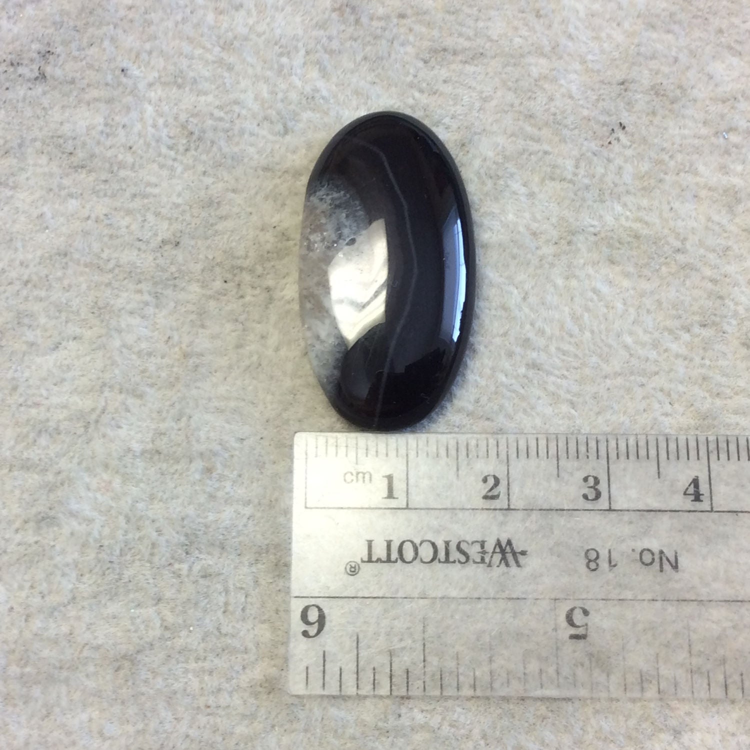 Natural Black Sardonyx Oblong Oval Shaped Flat Back Cabochon - Measuring 18mm x 34mm, 6mm Dome Height - Natural High Quality Gemstone