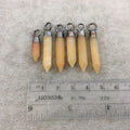 0.75"-1.25" Gunmetal Electroplated Natural Yellow Aventurine Crystal Point Pendant - Measuring 7-8mm x 22-32mm, Approx. - Individual/Random