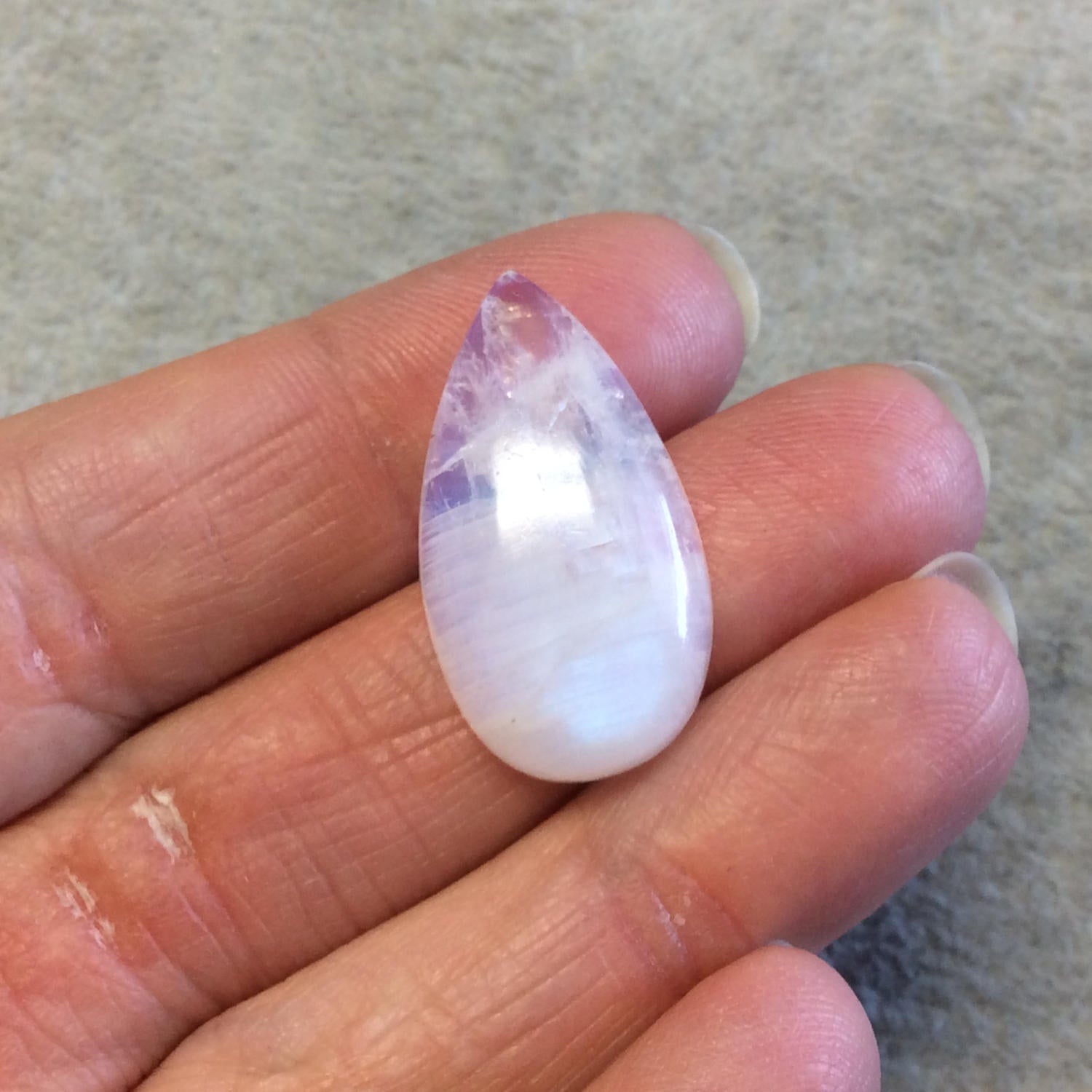 OOAK Single AAA Teardrop Shaped Aqua Moonstone Flat Back Cabochon - Measuring 16mm x 29mm, 6.5mm Dome Height - Gemstone Cab (Batch B)