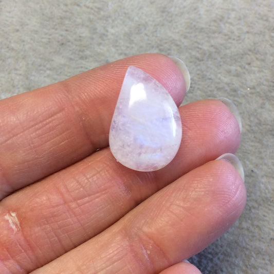 OOAK Single AAA Curved Tear Shaped Blue Moonstone Flat Back Cabochon - Measuring 14mm x 21mm, 7mm Dome Height - Gemstone Cab (Batch B)