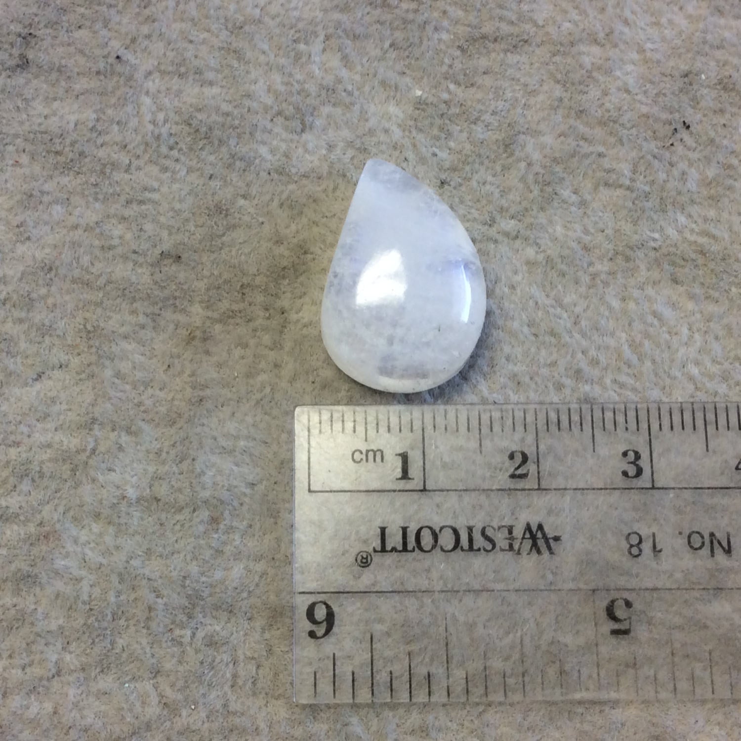 OOAK Single AAA Curved Tear Shaped Blue Moonstone Flat Back Cabochon - Measuring 14mm x 21mm, 7mm Dome Height - Gemstone Cab (Batch B)