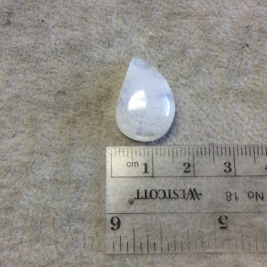 OOAK Single AAA Curved Tear Shaped Blue Moonstone Flat Back Cabochon - Measuring 14mm x 21mm, 7mm Dome Height - Gemstone Cab (Batch B)
