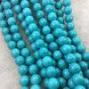 12mm Smooth Dyed Teal Blue Howlite Round/Ball Shaped Beads with 1mm Holes - Sold by 15.25" Strands (Approx. 32 Beads) - Quality Gemstone