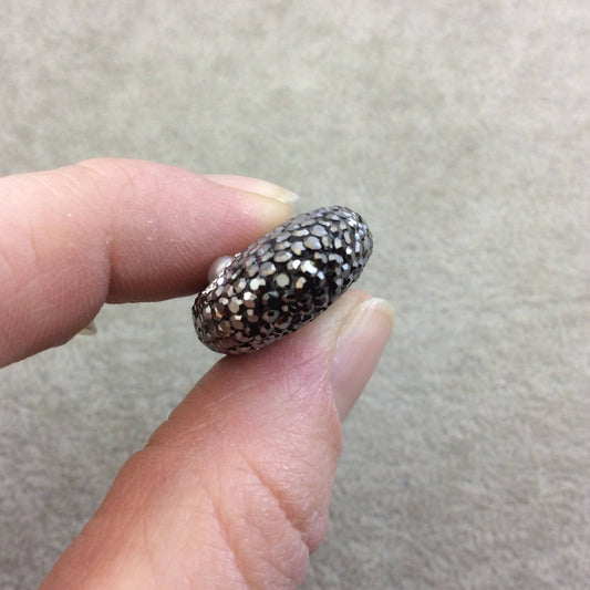 Single Rhinestone Encrusted Oval Focal Shaped Bead with Freshwater Pearl Inlay - Measuring 13mm x 42mm, Approx. - Individual, RANDOM