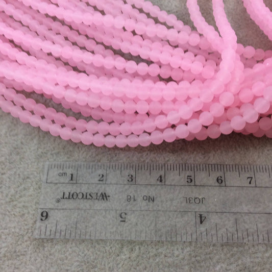 4mm Matte Finish Dyed Light Pink Jade Round/Ball Shaped Beads with 0.8mm Holes - Sold by 15" Strands (Approx. 92 Beads) - Quality Gemstone
