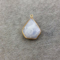 Gold Plated Natural Moonstone Faceted Inverted Shield Shape Copper Bezel Pendant - Measures 23mm x 25mm - Sold Individually, Randomly Chosen