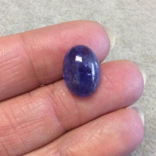 OOAK Natural AAA Blue Tanzanite Oval Shaped Domed Back Cabochon "10" - Measuring 11mm x 15mm, 6mm Dome Height - High Quality Gemstone Cab