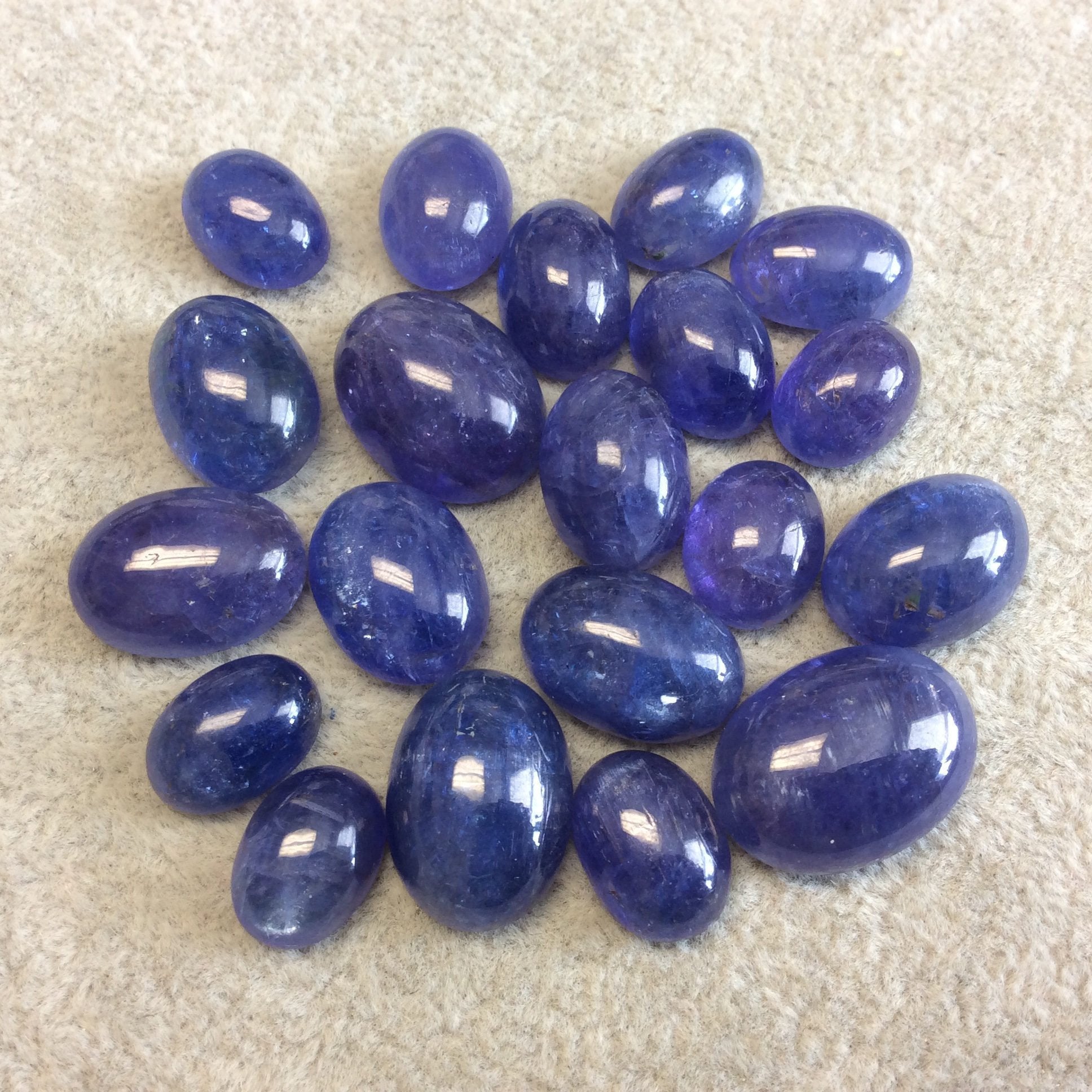 OOAK Natural AAA Blue Tanzanite Oval Shaped Domed Back Cabochon "10" - Measuring 11mm x 15mm, 6mm Dome Height - High Quality Gemstone Cab