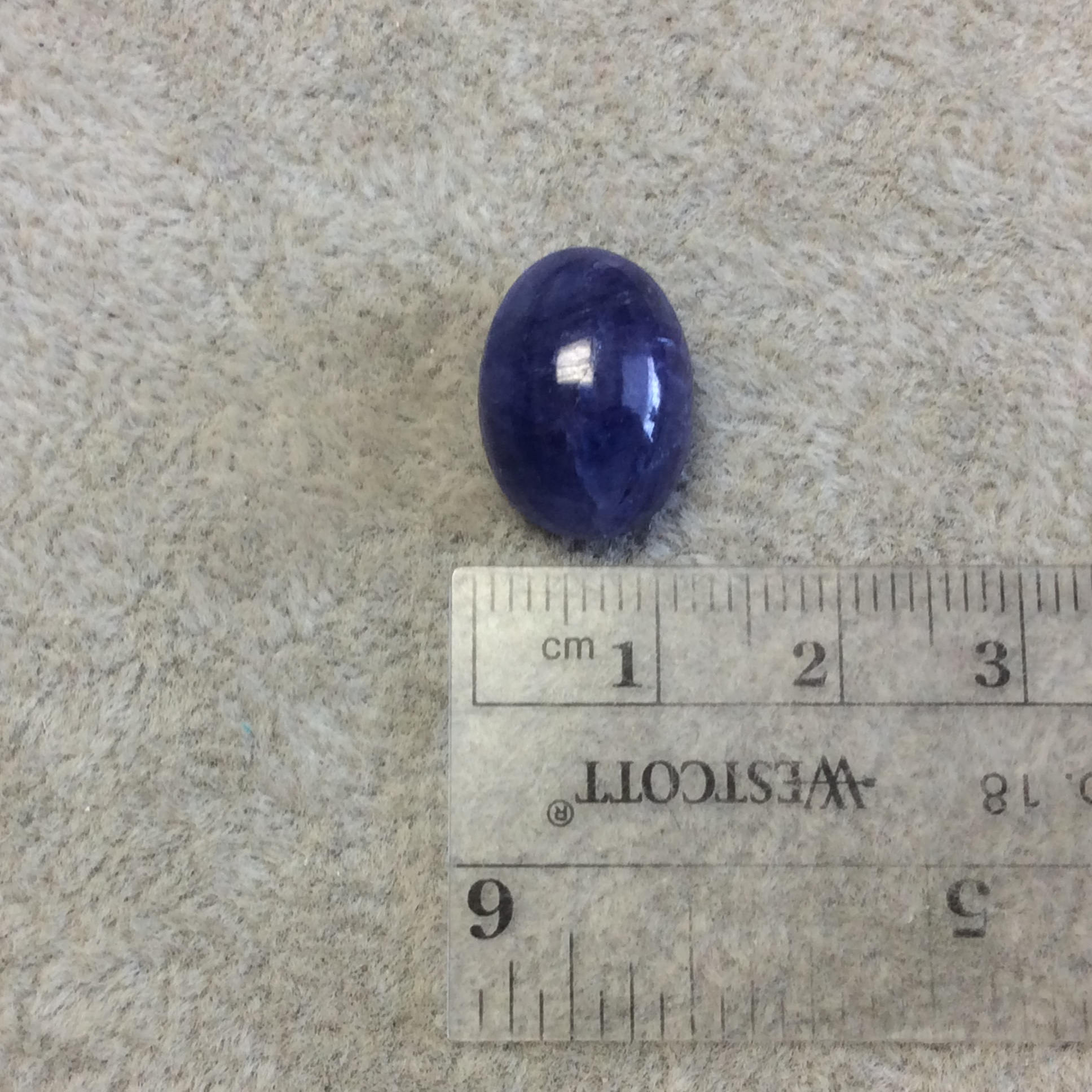 OOAK Natural AAA Blue Tanzanite Oval Shaped Domed Back Cabochon "9" - Measuring 12mm x 16mm, 8mm Dome Height - High Quality Gemstone Cab