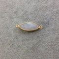 Gold Plated Natural Moonstone Faceted Marquise Shaped Copper Bezel Connector - Measures 11mm x 23mm - Sold Individually, Randomly Chosen