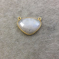 Gold Plated Natural Moonstone Faceted Inverted Triangle Shaped Copper Bezel Pendant - Measures 28mm x 20mm - Sold Individually, Random