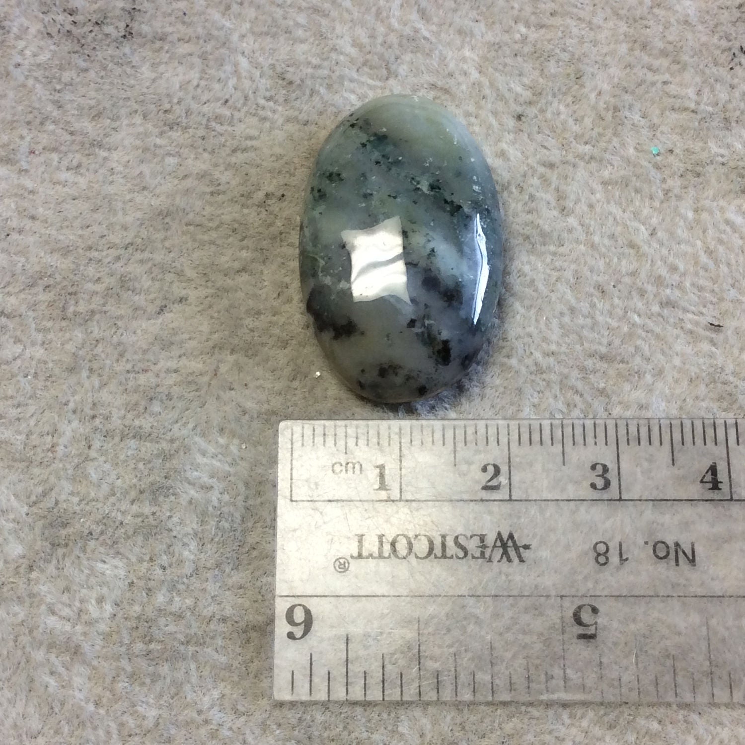 Single OOAK Natural Ocean Jasper Oblong Oval Shaped Flat Back Cabochon - Measuring 20mm x 31mm, 7.5mm Dome Height - Quality Gemstone