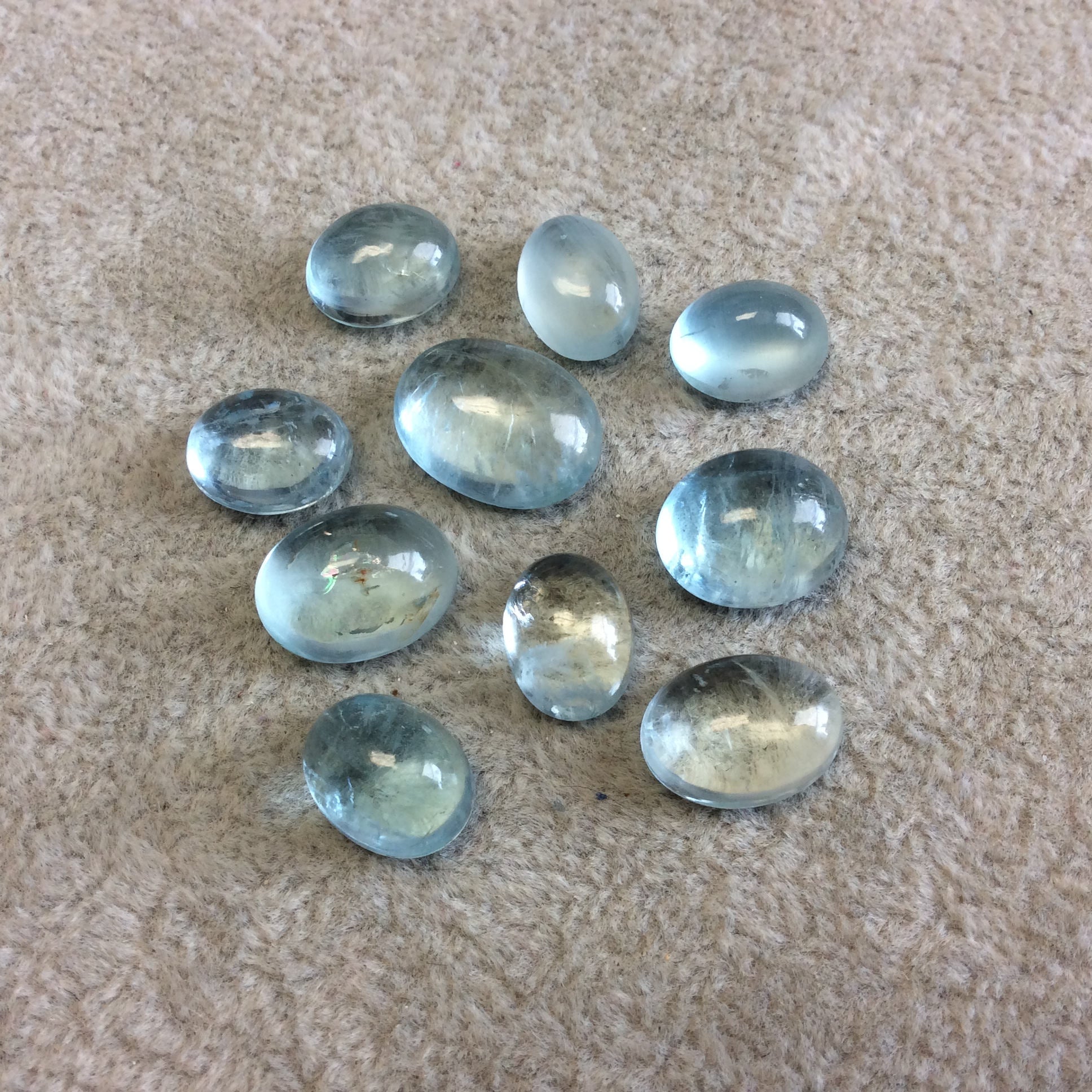 OOAK Natural AA Blue Aquamarine Oval Shaped Domed Back Cabochon "AC17" - Approx. 8.5mm x 10mm, 6mm Dome Height - High Quality Gemstone Cab