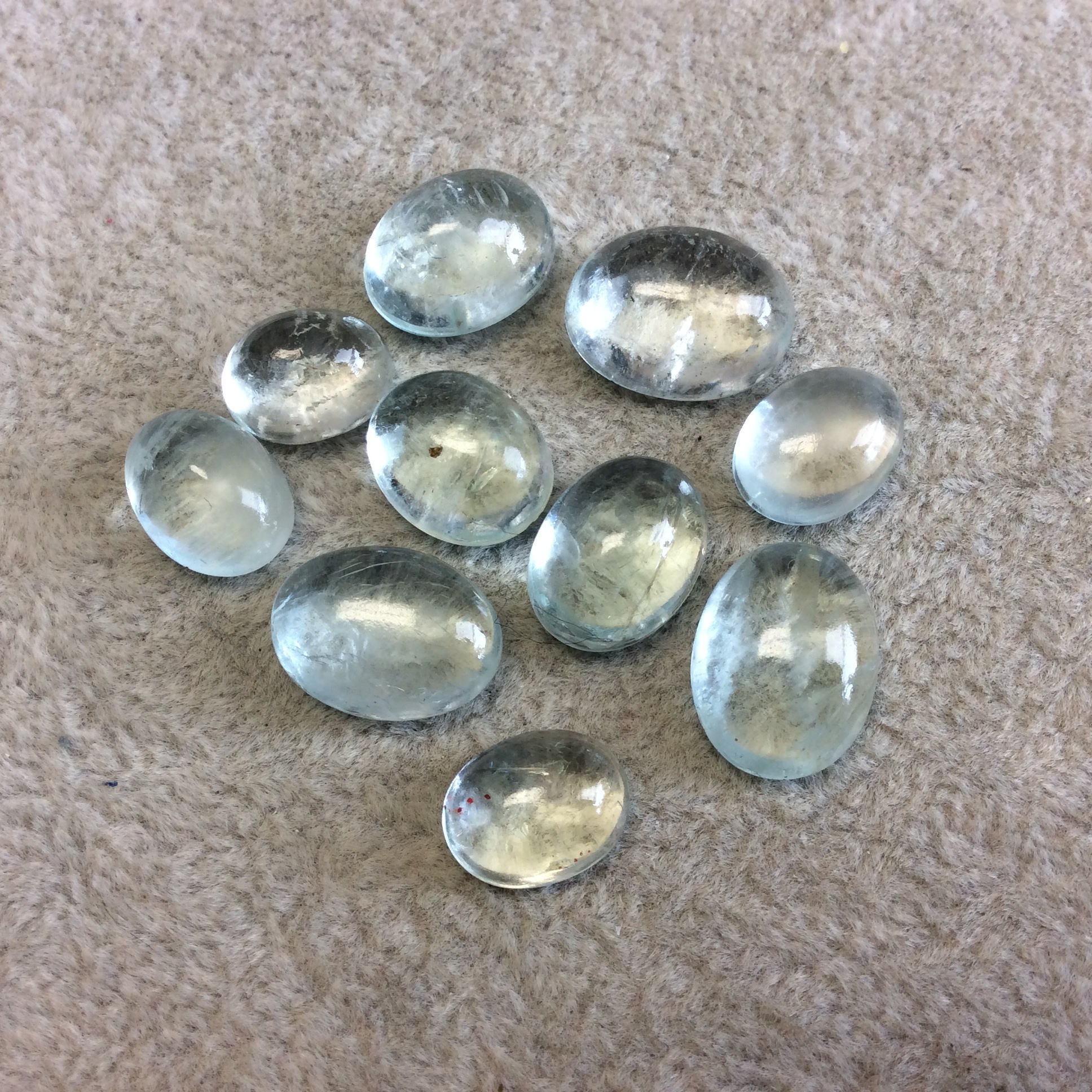 OOAK Natural AA Blue/Green Aquamarine Oval Shaped Domed Back Cabochon "AC20" - Apprx 10mm x 12.5mm, 6.5mm Dome Height - Quality Gemstone Cab