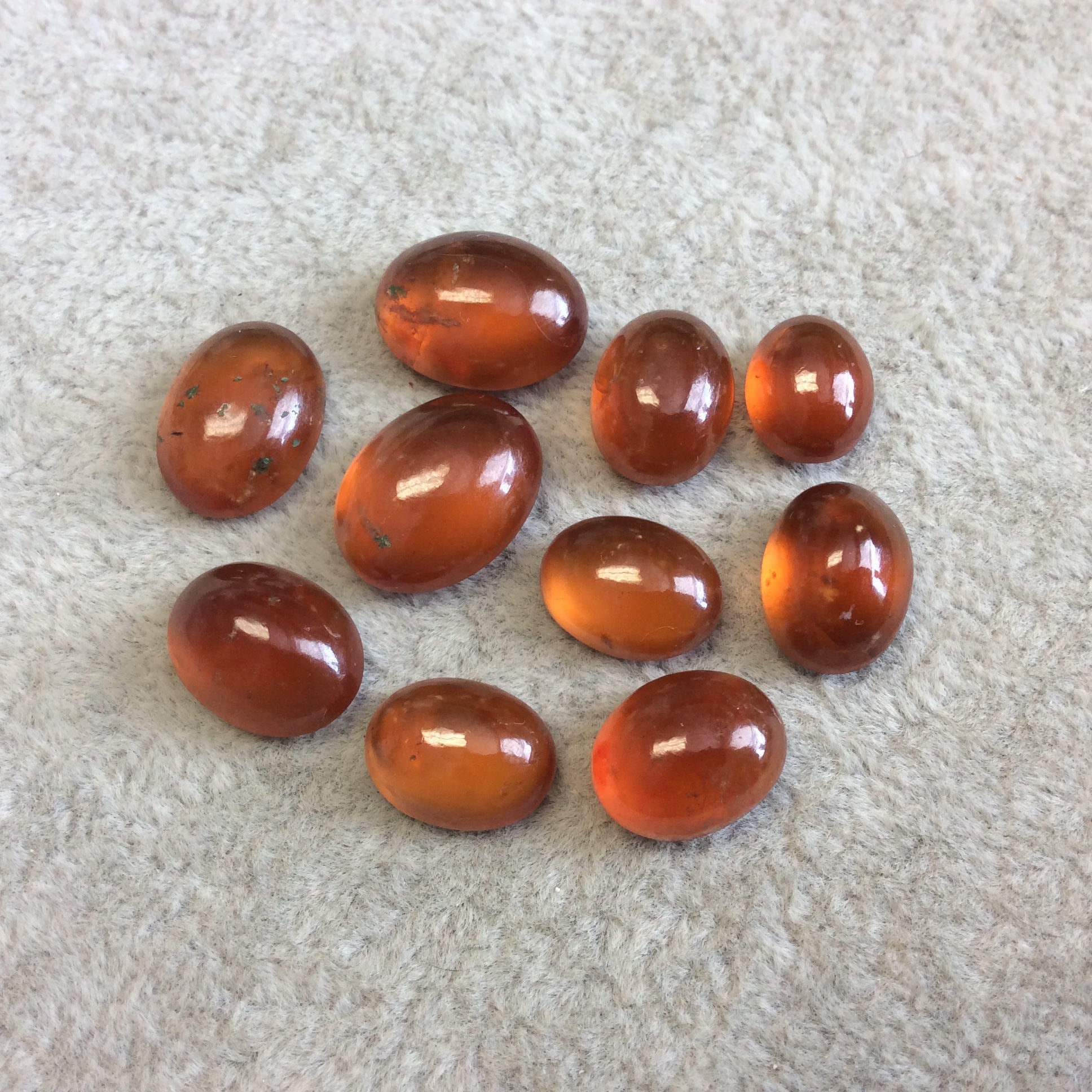 OOAK Natural Hessonite Garnet Oblong Oval Shaped Domed Back Cabochon - Measuring 10mm x 13mm, 6.75mm Dome Height - Quality Gemstone Cab