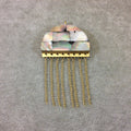 2" Iridescent Gray Jellyfish Shaped Natural Abalone Pendant with Gold Plated Chains - Measuring 48mm x 34mm, 45mm Chains