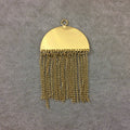 2" Gold Plated Copper Jellyfish Shaped Pendant with Gold Plated Chains - Measuring 52mm x 31mm, 45mm Long Chains