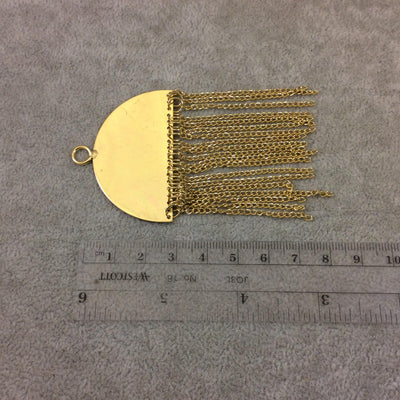 2" Gold Plated Copper Jellyfish Shaped Pendant with Gold Plated Chains - Measuring 52mm x 31mm, 45mm Long Chains