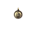 1" Oxidized Gold Plated Rustic Cast Cobra/Snake Icon Copper Round/Coin/Disc Pendant with Attached Ring  - 22mm Diameter, Approximately