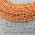 4mm Faceted Apricot Orange Agate Round/Ball Shaped Beads - 14.75" Strand (Approximately 95 Beads) - Natural Semi-Precious Gemstone
