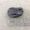 OOAK Rainbow Titanium Freeform Oval Shaped Chalcedony Galaxy Druzy Dual Drilled Connector Slab Bead "D" - Measuring 30mm x 48mm, Approx.