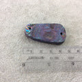 OOAK Rainbow Titanium Freeform Oval Shaped Chalcedony Galaxy Druzy Dual Drilled Connector Slab Bead "L" - Measuring 22mm x 43mm, Approx.