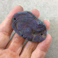 OOAK Rainbow Titanium Freeform Oval Shaped Chalcedony Galaxy Druzy Dual Drilled Connector Slab Bead "Q" - Measuring 34mm x 50mm, Approx.