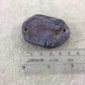 OOAK Rainbow Titanium Freeform Oval Shaped Chalcedony Galaxy Druzy Dual Drilled Connector Slab Bead "Q" - Measuring 34mm x 50mm, Approx.