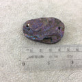 OOAK Rainbow Titanium Freeform Oval Shaped Chalcedony Galaxy Druzy Dual Drilled Connector Slab Bead "R" - Measuring 28mm x 44mm, Approx.