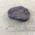 OOAK Rainbow Titanium Freeform Oval Shaped Chalcedony Galaxy Druzy Dual Drilled Connector Slab Bead "KK" - Measuring 45mm x 64mm, Approx.