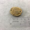 OOAK Metallic Gold Coated Freeform Oval Shaped Chalcedony Galaxy Druzy Dual Drilled Connector Slab Bead "B" - Measuring 26mm x 35mm, Approx.
