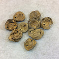 OOAK Metallic Gold Coated Freeform Oval Shaped Chalcedony Galaxy Druzy Dual Drilled Connector Slab Bead "G" - Measuring 28mm x 35mm, Approx.