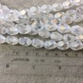 10mm Matte Stripe Glossy Finish Faceted Transparent AB Clear Glass Rice/Oval Beads - 12.5" Strands (Approx. 25 Beads) - (CC1014-099)