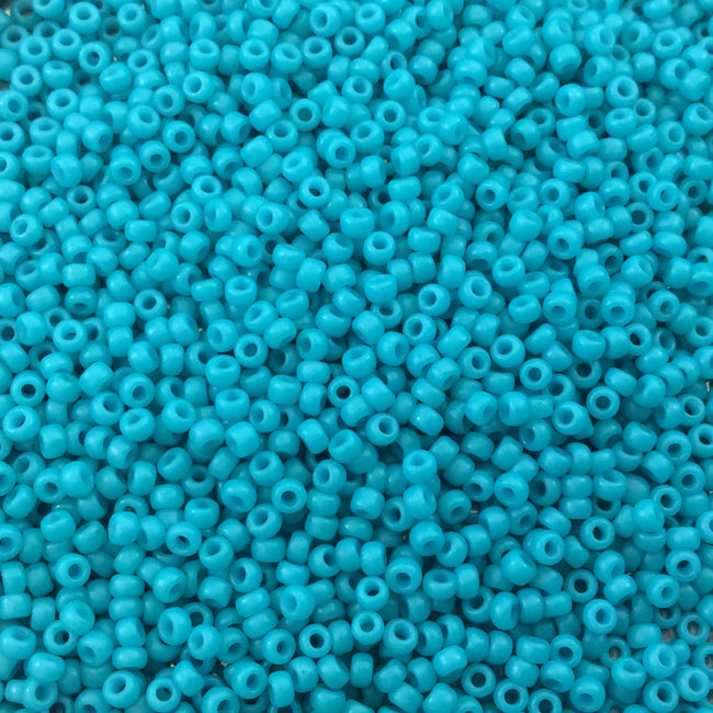 Size 11/0 Glossy Finish Opaque Dyed Turquoise Genuine Miyuki Glass Seed Beads - Sold by 23 Gram Tubes (~2500 Beads per Tube) - (11-92050)