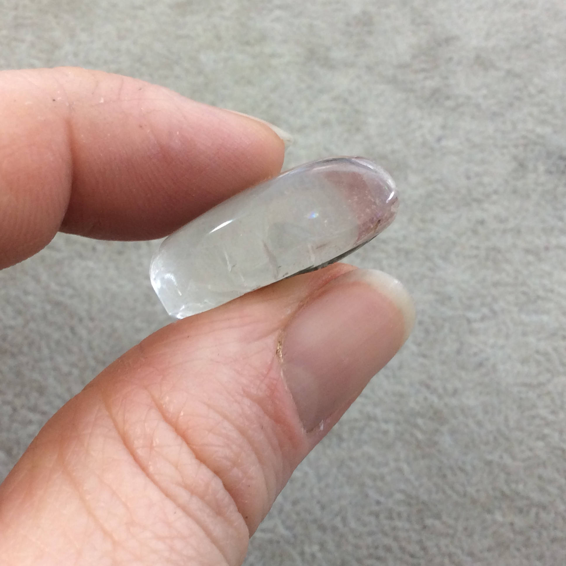 Natural Lodolite (Scenic/Garden Quartz) Teardrop Shaped Flat Back Cabochon - Measuring 14mm x 26mm, 9mm Dome - Quality Gemstone Cab