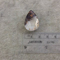 Natural Lodolite (Scenic/Garden Quartz) Teardrop Shaped Reverse Domed Cabochon - Measuring 18mm x 27mm, 11.5mm Dome - Quality Gemstone Cab
