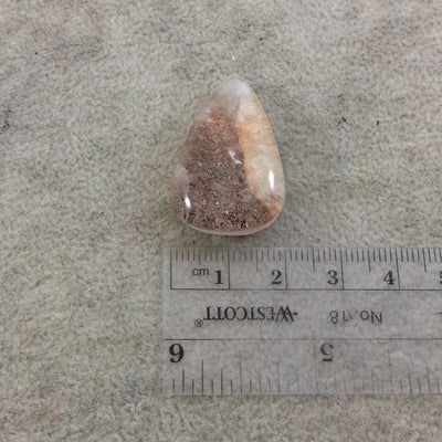 Natural Lodolite (Scenic/Garden Quartz) Teardrop Shaped Reverse Domed Cabochon - Measuring 20mm x 31mm, 10.5mm Dome - Quality Gemstone Cab
